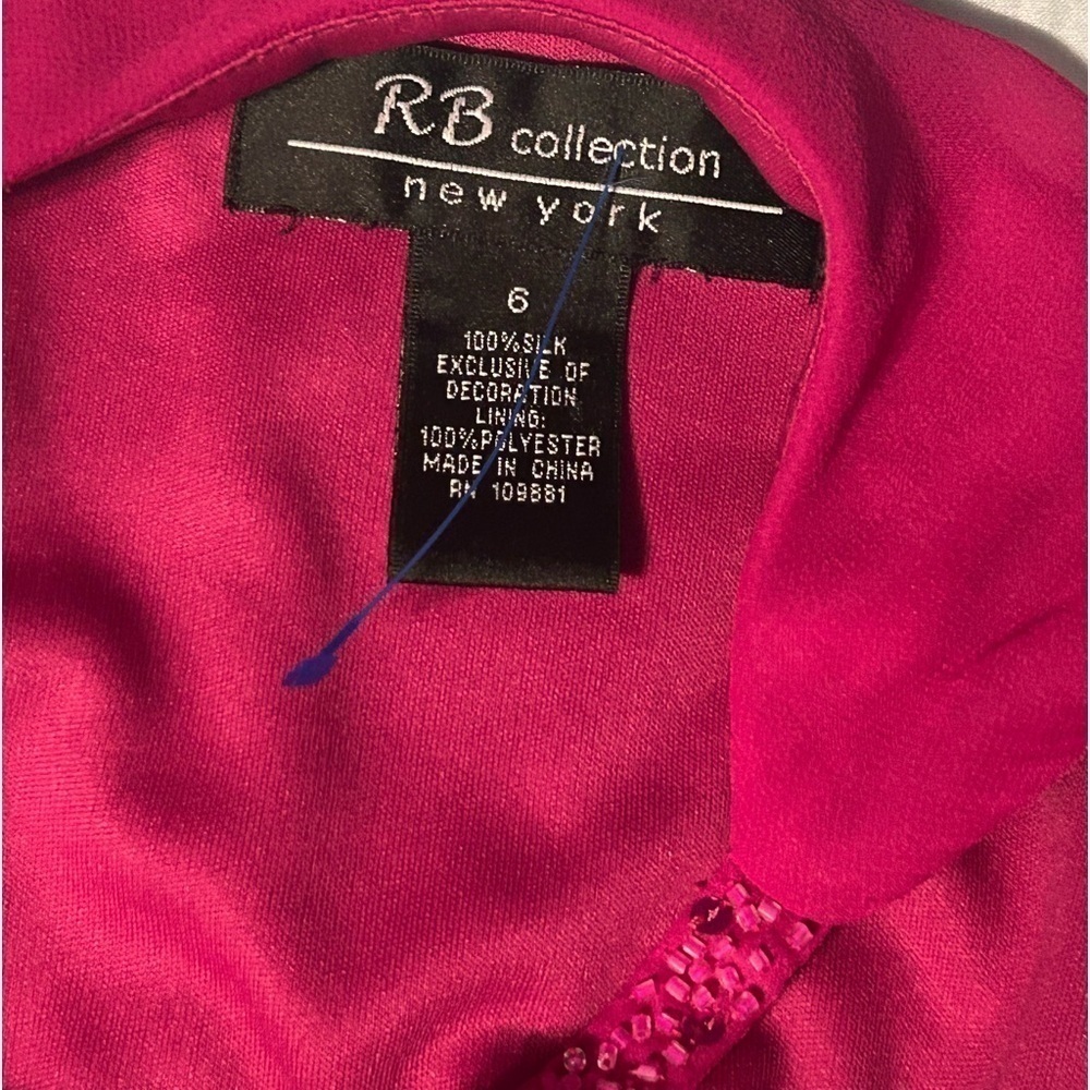 NWT Fuchsia Silk Cocktail Dress Beaded Size 6 Homecoming Dress Semiformal Mini - Picture 8 of 8